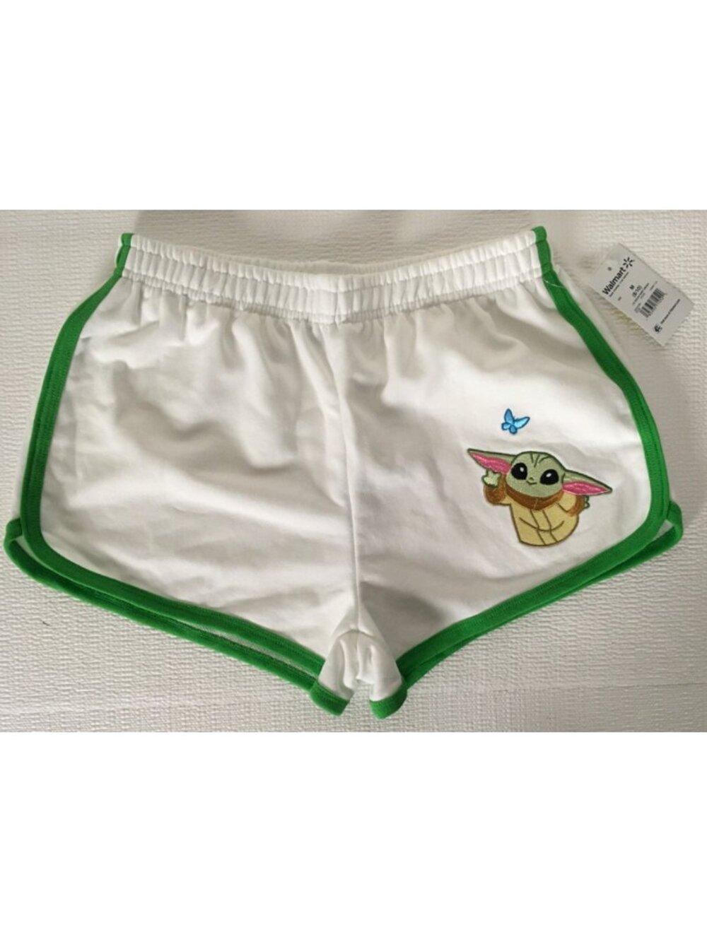 Star Wars Shorts Size M White w Green Trim Embroidered Grogu New w Tags